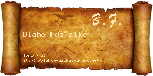 Blaho Füzike névjegykártya